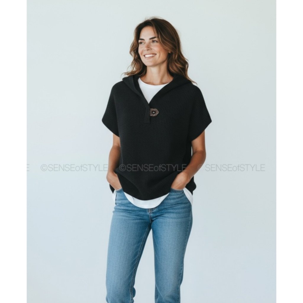 Brunello Cucinelli Women Cashmere Black Hooded Sweater Top Monili Size Xxs
